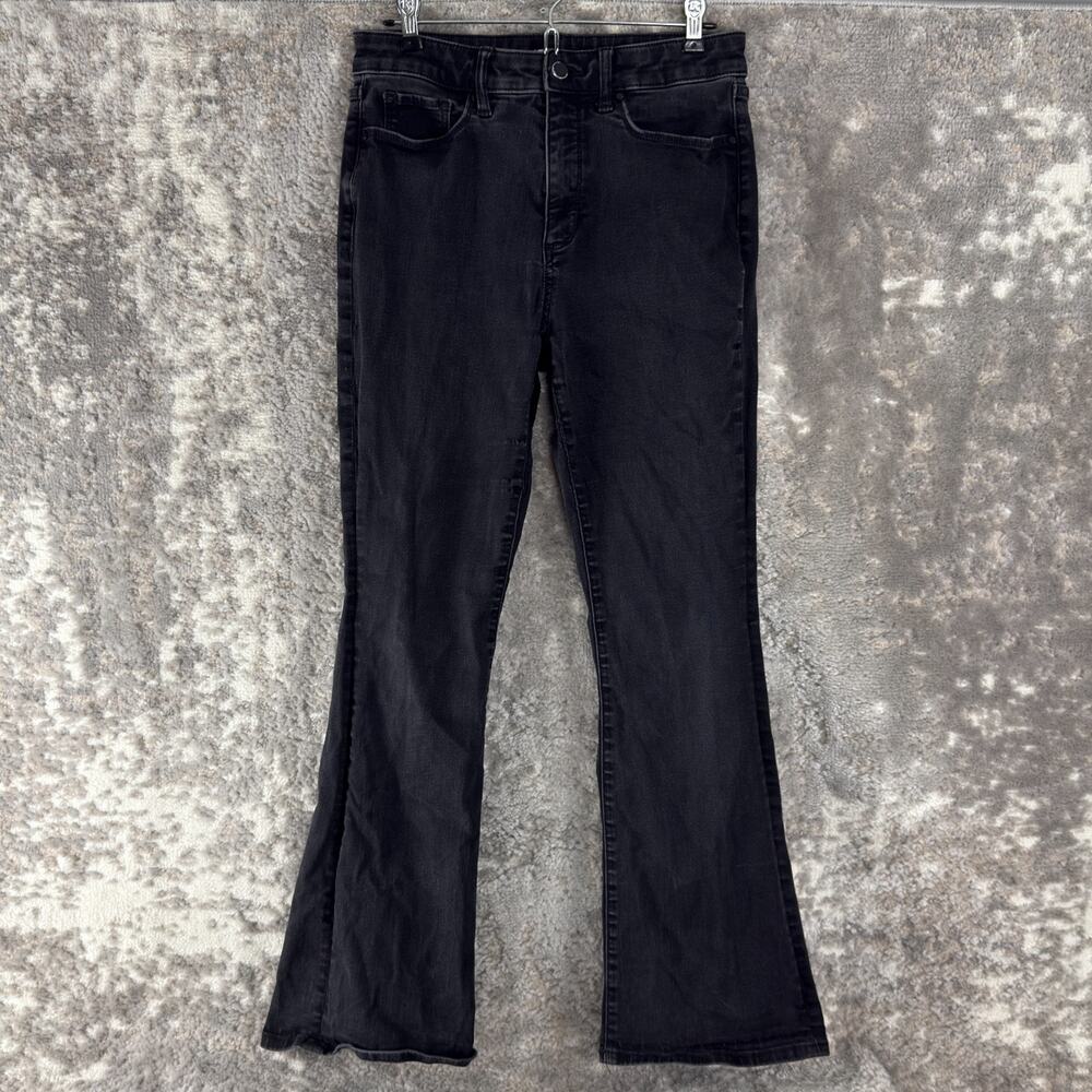 Nine West Size 10 Flared Denim Jeans Pants Black Button Zip Casual Pocket